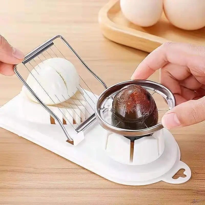 Multifunctional Egg Slicers Stainless Steel Slicer Fancy Splitter Egg Cutting Tool Home Two in One Egg Cutter Kitchen Gadgets
